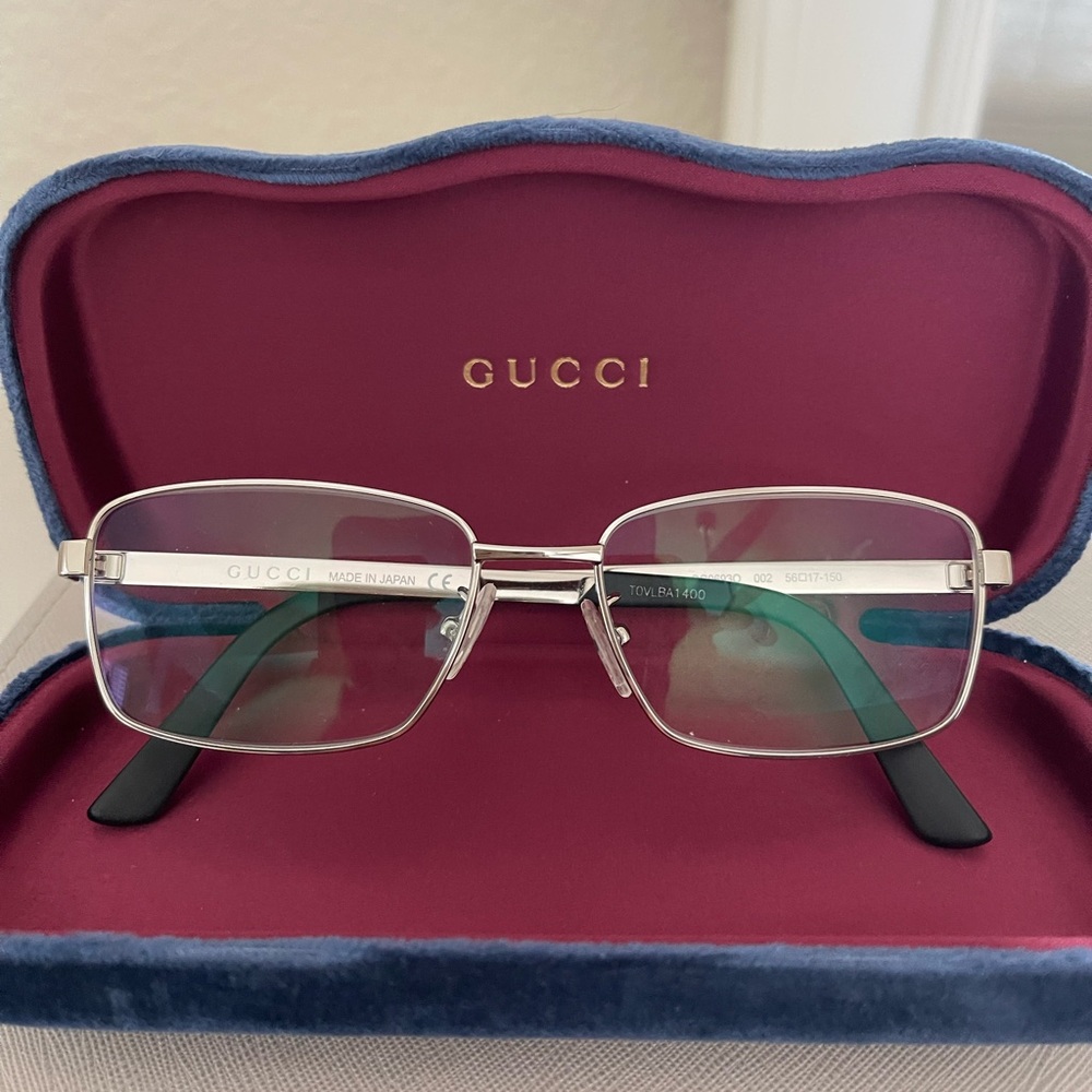 Gucci Silver Rectangular Glasses - image 1